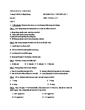 Đề kiểm tra 1 tiết giữa kỳ 1 môn Địa lí Lớp 9